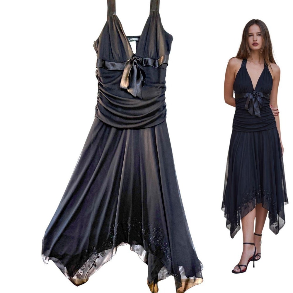 Insane 90s Y2K City Triangles whimsigoth beaded prom midi dress S/M - Picture 2 of 6